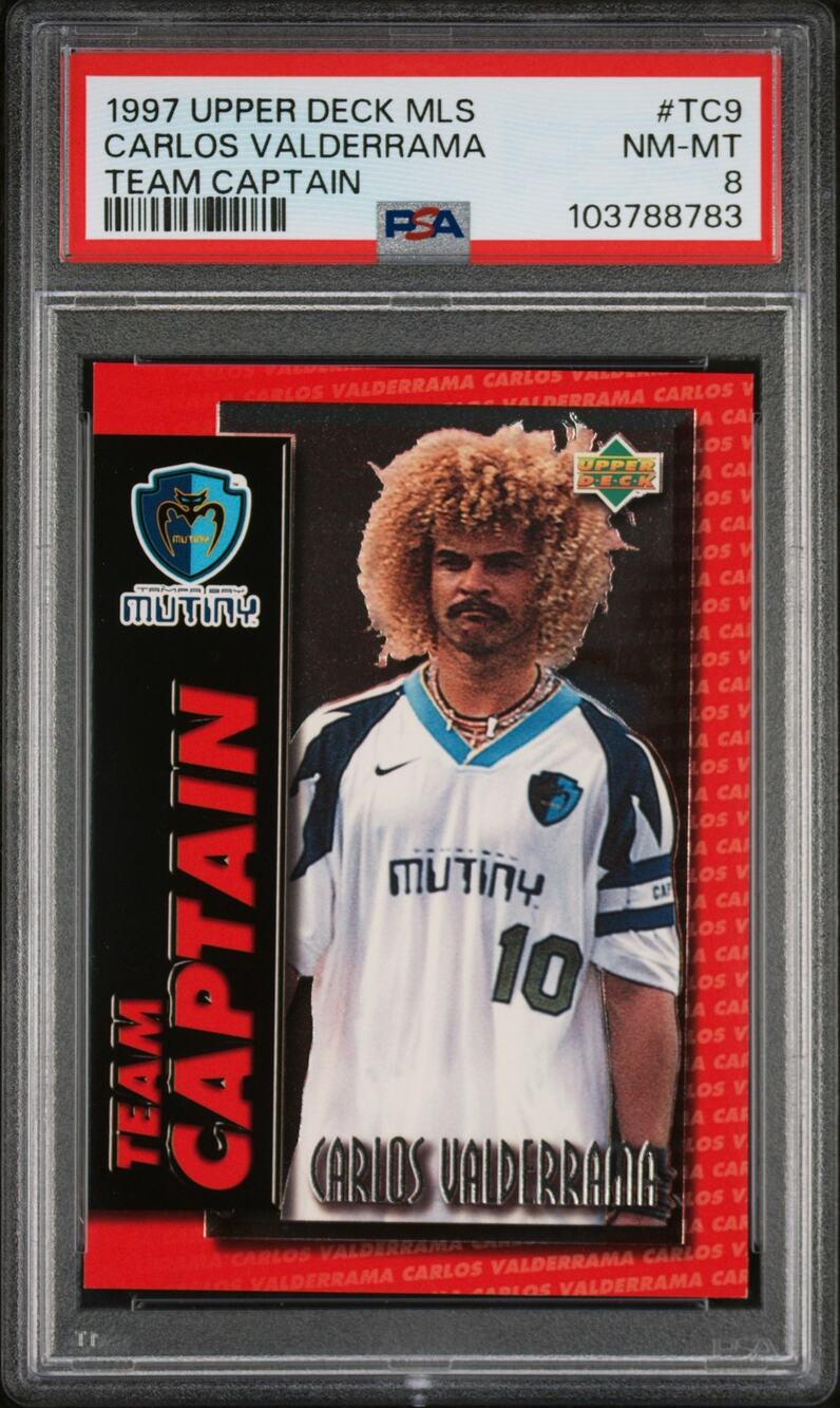 1997 Upper Deck MLS Team Captain #TC9 Carlos Valderrama PSA 8 Tampa Bay Mutiny